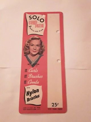 Betty Hutton Hairbrush Ad/packaging
