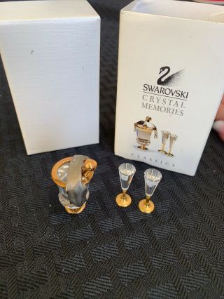Swarovski Memories Crystal Moments Champagne With 2 Flutes 191586 Ret 2004