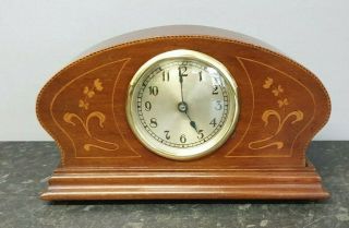 Vintage Mahogany Mantle Clock 8 Day Movement With Platform Escapement