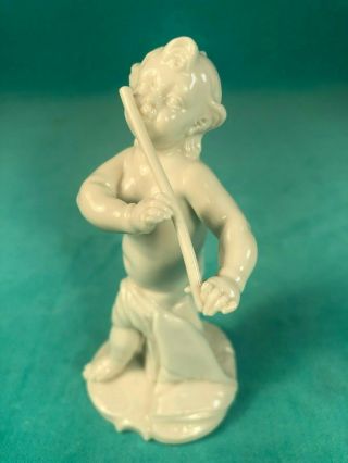 NYMPHENBURG GERMANY PORCELAIN FIGURINE OF A PUTTI CHILD WITH FLUTE,  NOT 2