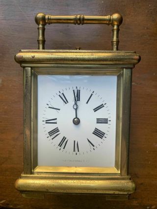 French Made Brass Repeater Carriage Clock J.  E.  Caldwell Retailer Ca.  1900 Runs