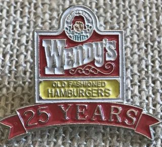 Vintage Wendy’s Old Fashioned Hamburgers 25 Years Fast Food Lapel Pin