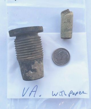 Civil War Artillery Fuse - Paper Fuse Still Inside Recovered In Virginia