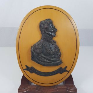 Vintage Bronze Portrait Profile Bust Of The Duke Of Wellington With Wooden Back