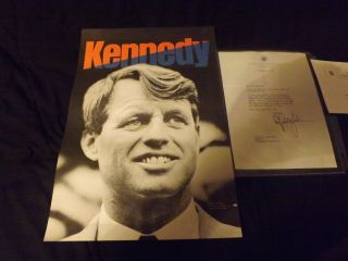 Lyndon Johnson Signed Letter W/,  Rfk Campaign Poster Authentic