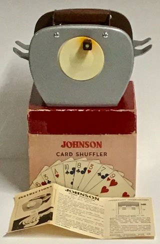 Vintage 50’s - 60’s Nestor Johnson Playing Card Shuffler Model No.  50 Metal Wood