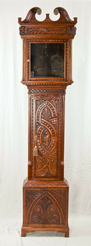 English Carved Oak Grandfather Clock Case @ 1780 Marshall Field & Co.