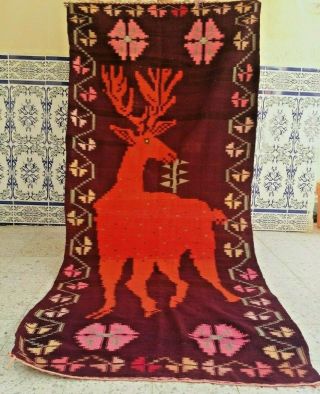 Vintage Moroccan Handmade Rug Tribal Kilim Carpet Azilal Wool Berber 7 