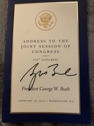 President George W Bush Signed Address To Congress 2001