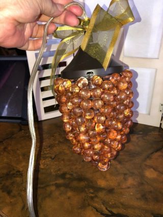 Vintage Lucite Grape Cluster Lighted Hanging Swag Lamp Fixture Amber Retro