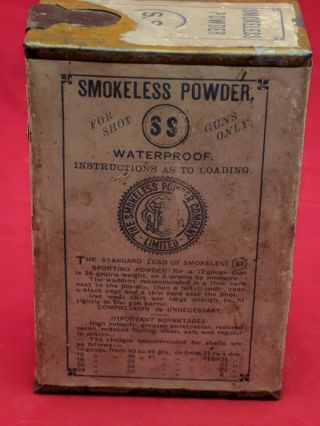 Antique Gunpowder Tin The Smokeless Powder Company Very Old