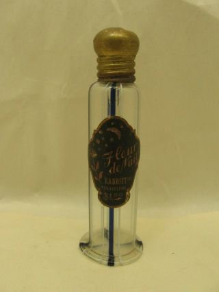 Antique Hand Blown Fleur De Nuit Perfume Bottle With Cobalt Blue Stripes
