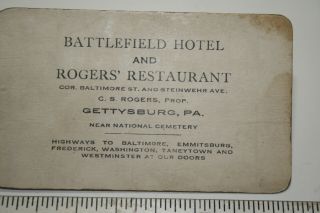 Rare Bus Card Civil War Gettysburg Battlefield Hotel Cw Veteran C S Rogers Prop