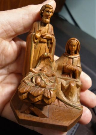 Vintage Anri Joseph Mary & Baby Jesus Nativity Scene Figure Carved Wood Figurine