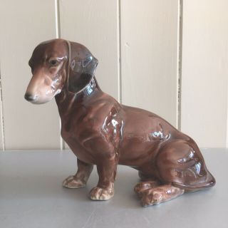 Vintage (green Mark) Karl Ens Porcelain Dachshund Dog Figurine