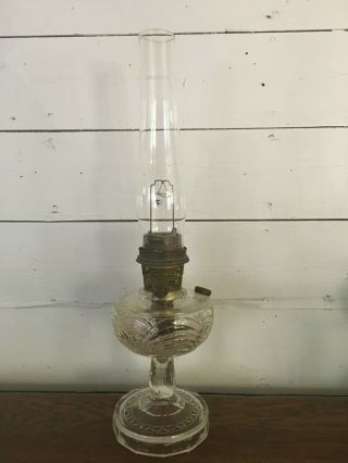 Vintage Aladdin Clear Glass Oil Kerosene Lamp Lantern With Chimney