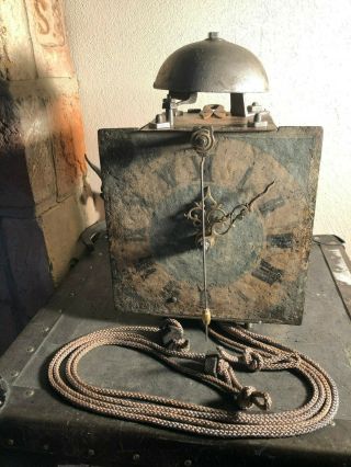 Old Brass Iron Zappler Wall Clock Clockwork Mechanism From Xviii.  Century