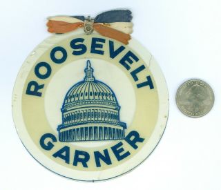 1932 - 36 President Franklin Roosevelt Political Campaign Pinback Button Celluloid