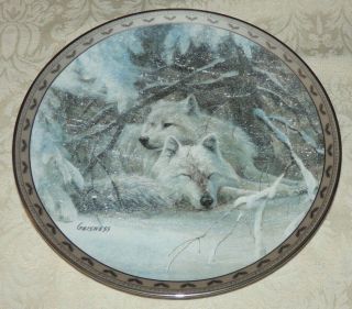 1993 Winter Lullaby Peace On Earth Bradford Exchange Plate Wolf Wolves Snow