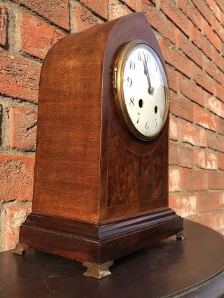 Large Antique Inlaid Lancet Belfast Bracket Clock Japy Freres