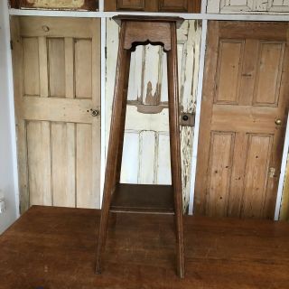 Vintage Oak Arts And Crafts Torchere Jardiniere Plant Stand Display Stand