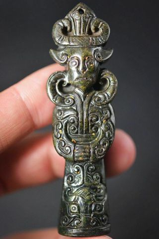 Chinese Old Jade Carved Ancient People Pendant/statue H18