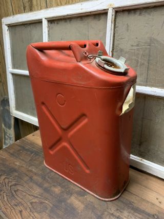 Vintage Military Jerry Can Gas Fuel Can 5 Gallon 1978 Red Old Army Decor 2