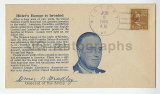 General Of The Army Omar Nelson Bradley - Signed First Day Cover,  1944