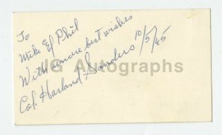 Colonel Sanders - Kentucky Fried Chicken (kfc) - Authentic Autograph,  1965