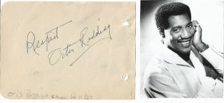 Otis Redding.  Rare In Person Hand Signed Page 1967 Emory Univ.  Atl.  With Image.