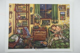 John Deere Dreams By Gale Osborne Lithograph Print,  Child Childrens Bedroom 9x12