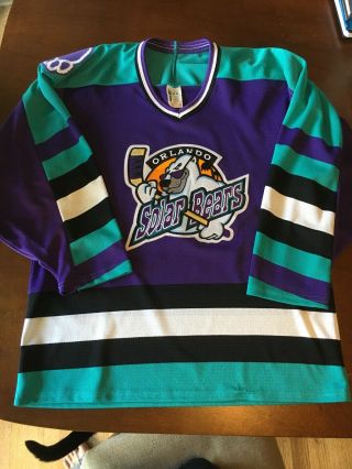 Vintage Size Adult Medium Orlando Solar Bears Bauer Hockey Jersey Purple