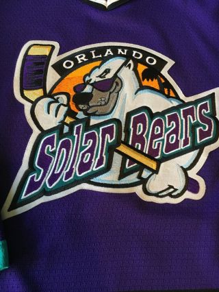 Vintage Size Adult Medium Orlando Solar Bears Bauer Hockey Jersey Purple 2
