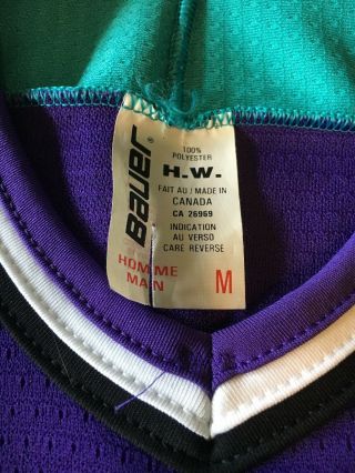 Vintage Size Adult Medium Orlando Solar Bears Bauer Hockey Jersey Purple 3