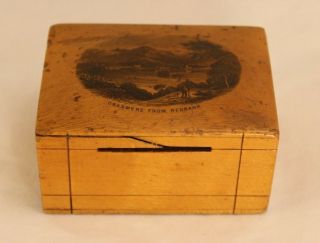 Antique Mauchline Ware Bank Box - Grasmere From Red Bank - Hidden Drawer
