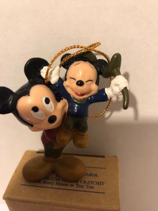 Vintage 1992 Avon Ornament Mickey Mouse As Bob Cratchit/morty Mouse As Tiny Tim