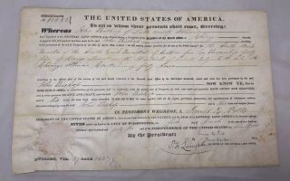Signed President James Polk Land Grant 1846 Wadsworth Lake County Illinois