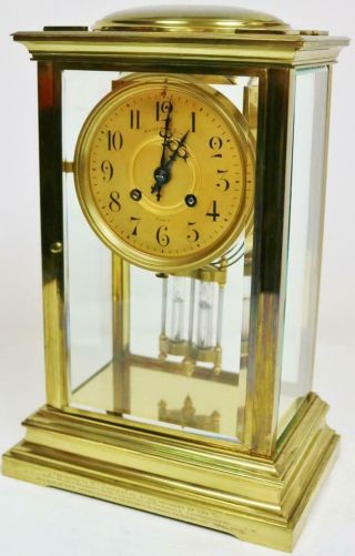 Antique 19thC French 8 Day Striking Classic 4 Glass Regulator Table Mantel Clock 3
