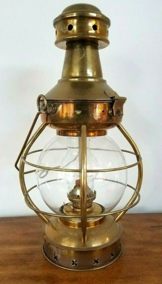 Vintage Nautical Brass Oil Lantern Maritime 18 " - On A Boat Around The World