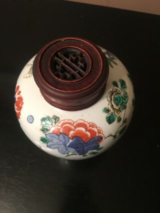 Antique Japanese Hand - painted Porcelain Ginger Jar With Stand 2