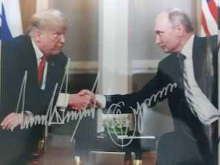Authentic President Donald Trump & Vladimir Putin Dual Signed 8 " X 10 " Photo