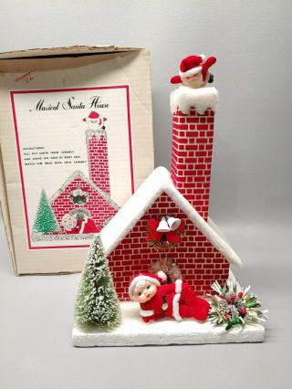 Vintage Musical Santa House Christmas W/ Box Japan
