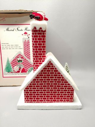 Vintage Musical Santa House Christmas w/ box Japan 3