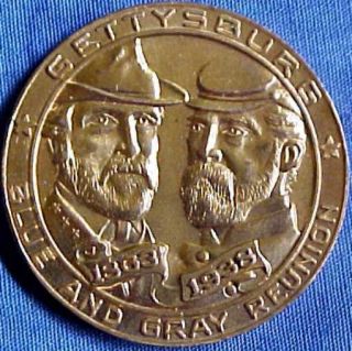 1938 75th Anniversary Gettysburg Bronze Medal Blue & Gray Reunion Grant R.  E.  Lee