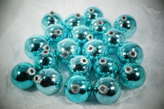 20 Vintage Shiny Brite Christmas Ornaments Blue Two Sizes 2 " And 2 1/4 "