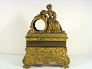 Antique Empire French Bronze Ormolu Figurine Watch Mantel Clock Case no movement 2