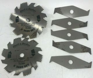 Vintage Black,  Decker 6 " 5/8 " Arbor Dado Set 2 Blades 5 Chippers