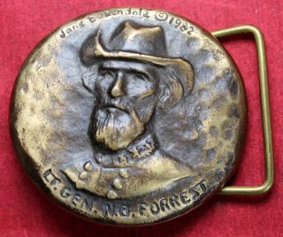 1982 Jane Baxendale Nathan Bedford Forrest Civil War General Bronze Belt Buckle