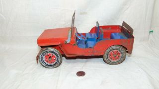 Vintage Louis Marx Red Willys Jeep Pressed Steel