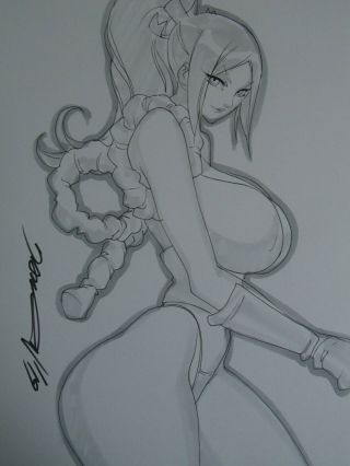 Mai Shiranui King Of Fighter Sexy Busty Girl Sketch Pinup - Daikon Art